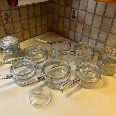 Vintage Pyrex Flameware Pots W/Lids & Coffee Pots