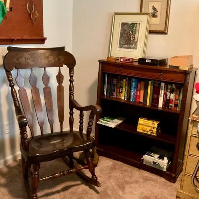 Rocker, bookshelf, books fiction