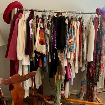Several racks of fine clothing