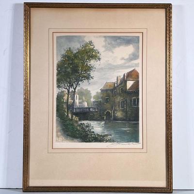 SIGNED LITHOGRAPH | Canal house Color lithograph 11.5 x 9 in. Sight signed lower right Dimensions: h. 18.75 x w. 14.75 in