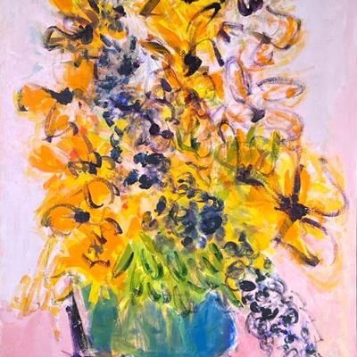 Still Life Painting | Spring Bouquet Acrylic on canvas Titled on verso Signed lower right, Selena Grason? Dimensions: h. 45 x w. 31 x d....