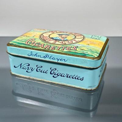 PLAYER'S TOBACCO TIN | Player's Navy Cut Cigarettes, Gold Leaf Dimensions: w. 3-1/4 x l. 4-3/4 in

