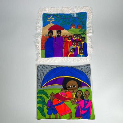(2pc) ETHEOPIAN PILLOWCASE & OTHER | Ethiopian sewn pillowcase marked "Made in Ethiopia By Nacoe J" and handmade...