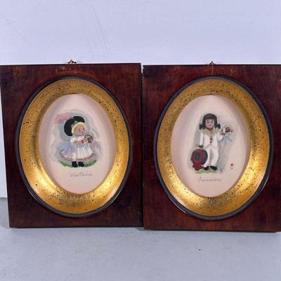 (2pc) Pair Framed Prints | Framed prints of children. Dimensions: h. 5.75 x w. 4.75 x d. 1.25 in (Sight: 3.75 x 2.75)

