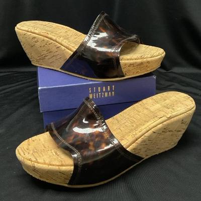 “Stuart Weitzman” Cork Wedge Sandals 