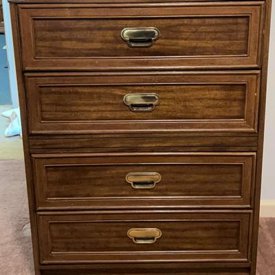 Dresser With Four Drawers And Brass-Like Accents 