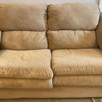 Beige Microsuede Loveseat #1