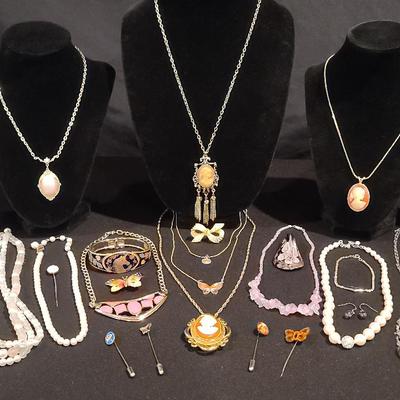 .925 Earrings With Pearl, Cameo & Chinoiserie Jewelry 