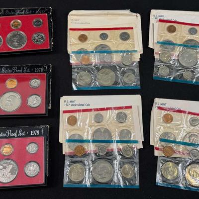 United States Proof Sets 1975 & 1978 And U.S. Mint Uncirculated Coin Sets 1975 & 1977