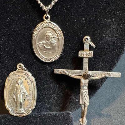Religious Jewlery Featuring Sterling Silver Saint Pendants
