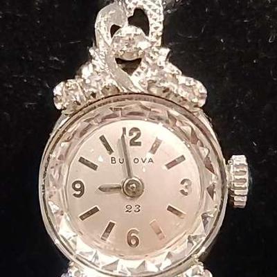 14K Bulova Watch With Diamonds 