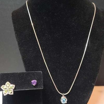10K Pendant With .925 Chain & Earrings 