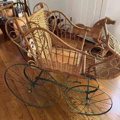 Antique Victorian wicker baby carriage