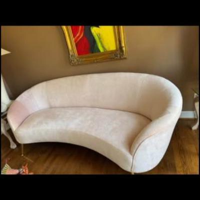 Anthropologie Blush Pink Velvet Couch
