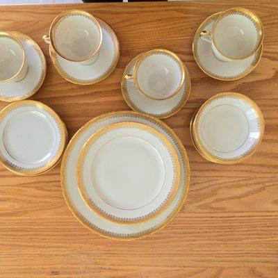 Friederike KPM Germany White w/Gold Trim Table Service #1