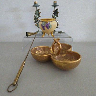 Antique Footed Grapevine Design Vessel