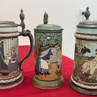 Villeroy & Boch Mettlach Fairy Tale Steins-Hansel & Gretel/Snow White/Goose Girl 
