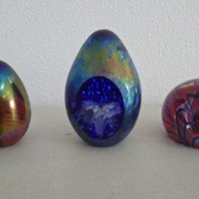 Art Glass Eggs, Signed by Artist
