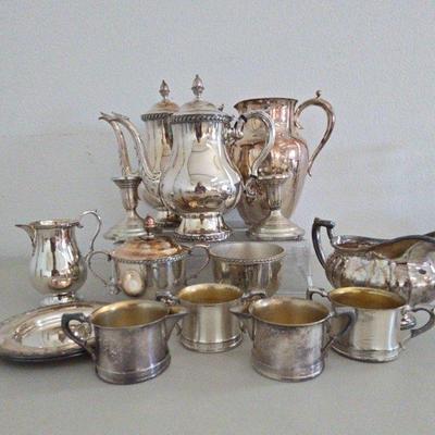 Weighted Sterling Candlesticks/Silver Plated Service Ware 