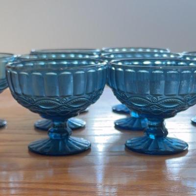 Jeanette Glass Footed Dessert Dishes-Blue