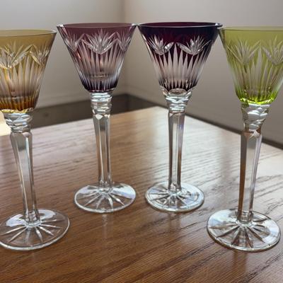 Vintage Boho Cut Glass Colored Stemware
