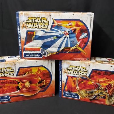 TRIO OF STAR WARS CLONE WARS SHIPS BY HASBRO 