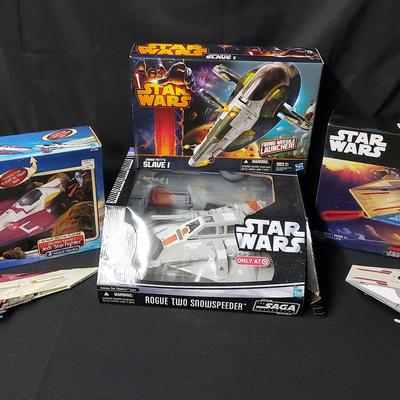 STAR WARS SHIPS- JANGO FETT'S SLAVE I, OBI-WAN 'S JEDI STARFIGHTER, AND MORE