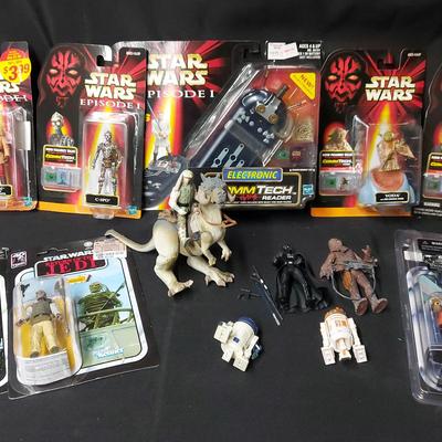 STAR WARS ACTION FIGURES INCLUDING HAN ON A TAUNTAUN, DARTH VADER, THE EMPEROR, AND MORE