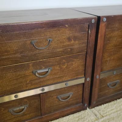 TWO SETS OF BEDROOM DRAWERS WITH HEADBOARD AND NIGHTSTAND 
