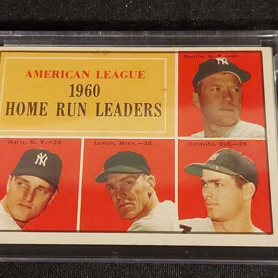 1961 TOPPS AL HOME RUN LEADERS MICKEY MANTLE