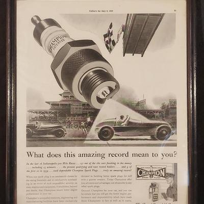 1939 AD CHAMPION SPARK PLUGS INDIANAPOLIS 500 MILES