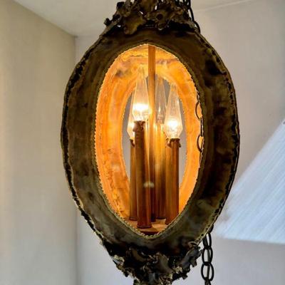 Brutalist Metal Chandelier - Attributed to Tom Greene 1960s Style	