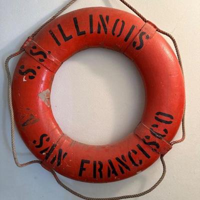 Vintage S.S. Illinois Life Preserver Ring from San Francisco	