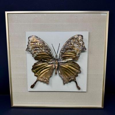 Heavy 3D Metal Butterfly Wall Art – Signed, Likely Ralph Stanton	