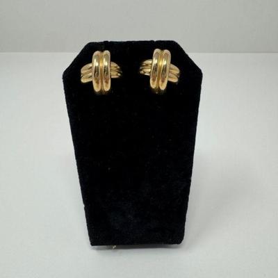 Classic 14k Gold Criss-Cross Earrings - Approx. 4.92 Grams	