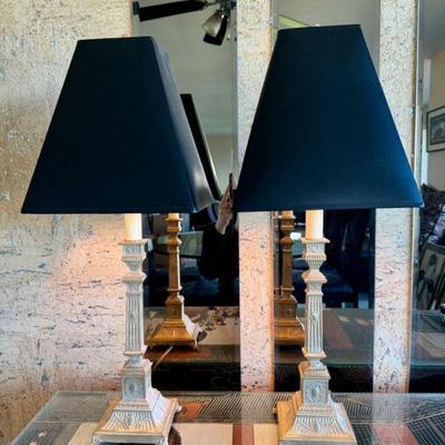 Vintage Neoclassical Lamps w/ Norblin-Style Art Nouveau Bases	