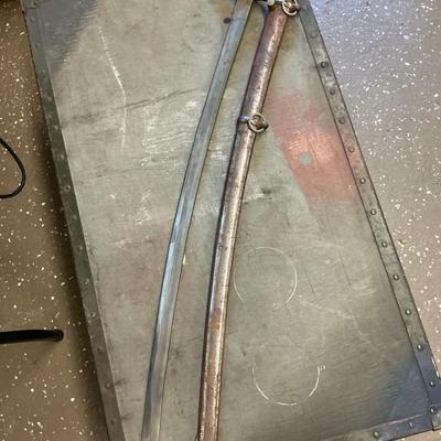 Antique Sword Leather Wrapped Brass Handle
