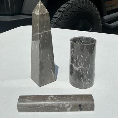 Pakistan Marble Obelisk Desk Set