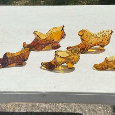 Victorian Amber Glass Shoes