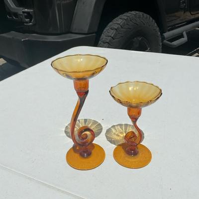 MCM Empoli Amber Candle Holders