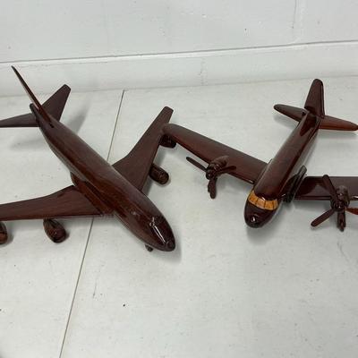 Mahogany DC-3 And 747 Model Planes