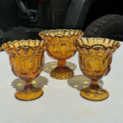 Fenton Amber “Moon & Stars” Ruffle Dessert Glasses