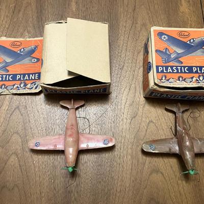 2 Ideal Plastic P-39 Planes with Original Boxes