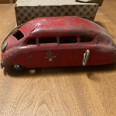 Vintage Buddy "L" Scarab Wind Up Car (Needs Wind Up Repair)