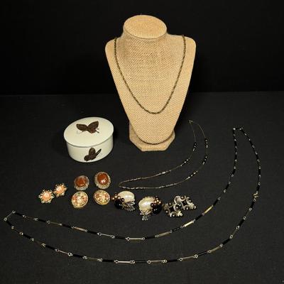 Vintage Jewelry Collection Featuring Miriam Haskell Necklace and Assorted Earrings! 