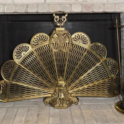 Solid Brass Fireplace Screen - Peacock Is Beautiful!