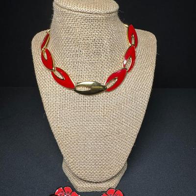 Vintage Statement Jewelry: Napier Choker & YSL Poppy Earrings! Add a Touch of Glam!
