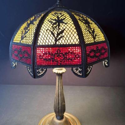 Heavy Classic Art Nouveau Style Iron Ornate Table Lamp - Gorgeous!