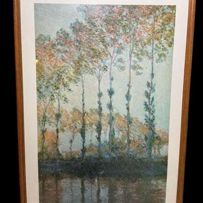 Framed Claude Monet Print, "Poplars on the Epte, Autumn" - Beautiful Impressionist Landscape