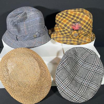 Vintage Hat Collection - 4 Unique Styles - Newsboys, Fedora and Bucket Hats, Country Gentleman & Mor